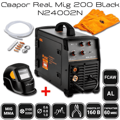 7mydlb6l6x37ewm633s0zm2fv8r9dnsb Сварочный полуавтомат Сварог Real MIG 200 N24002N (черный) — изображение 1