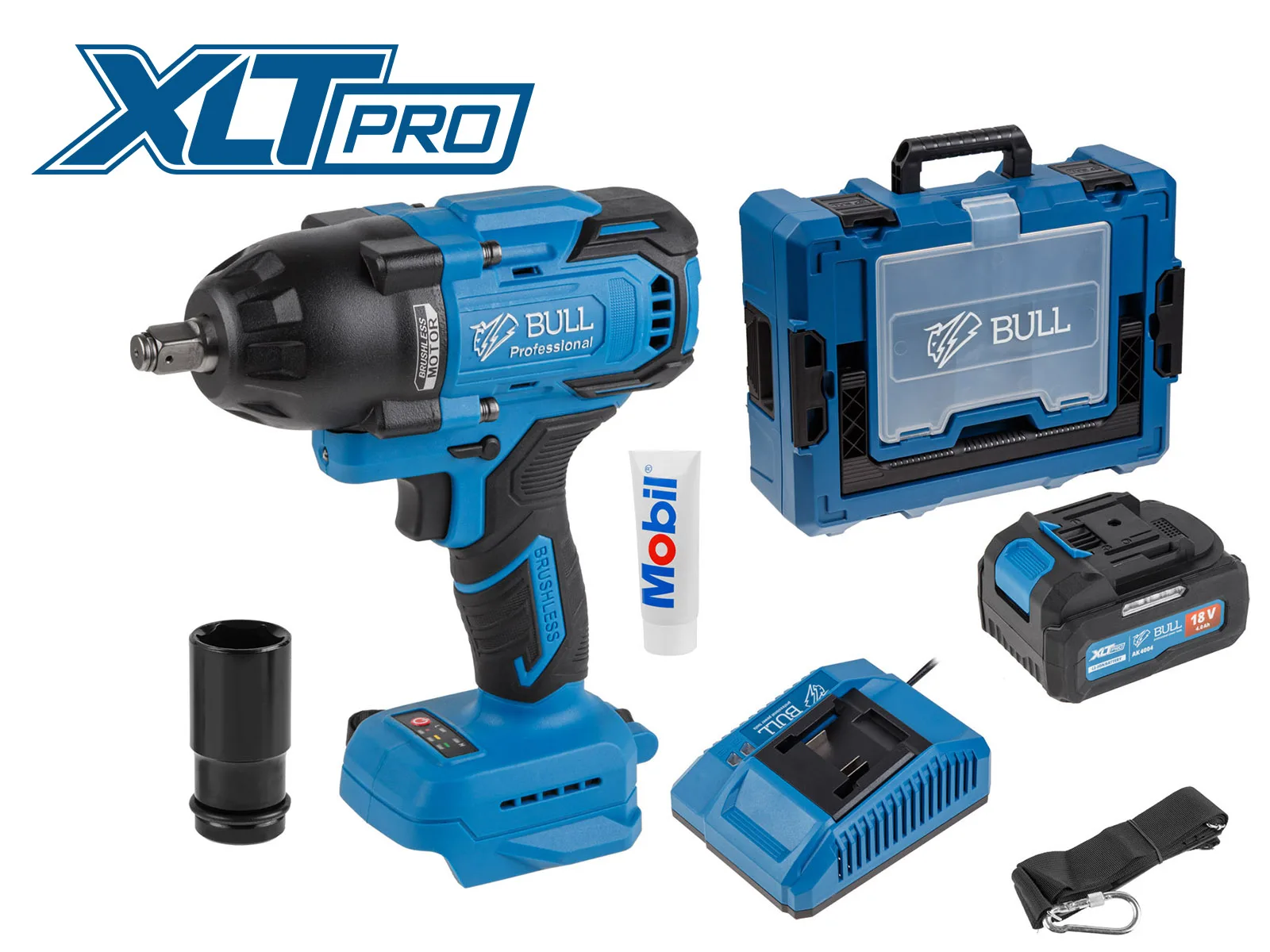 Аккум. ударный гайковерт BULL SC 1807 Xcase, XLTpro, БЕСЩЕТ., 18 В, 750 Н*м, 1/2", 1х4 А*ч, з/у 4 А — изображение 1