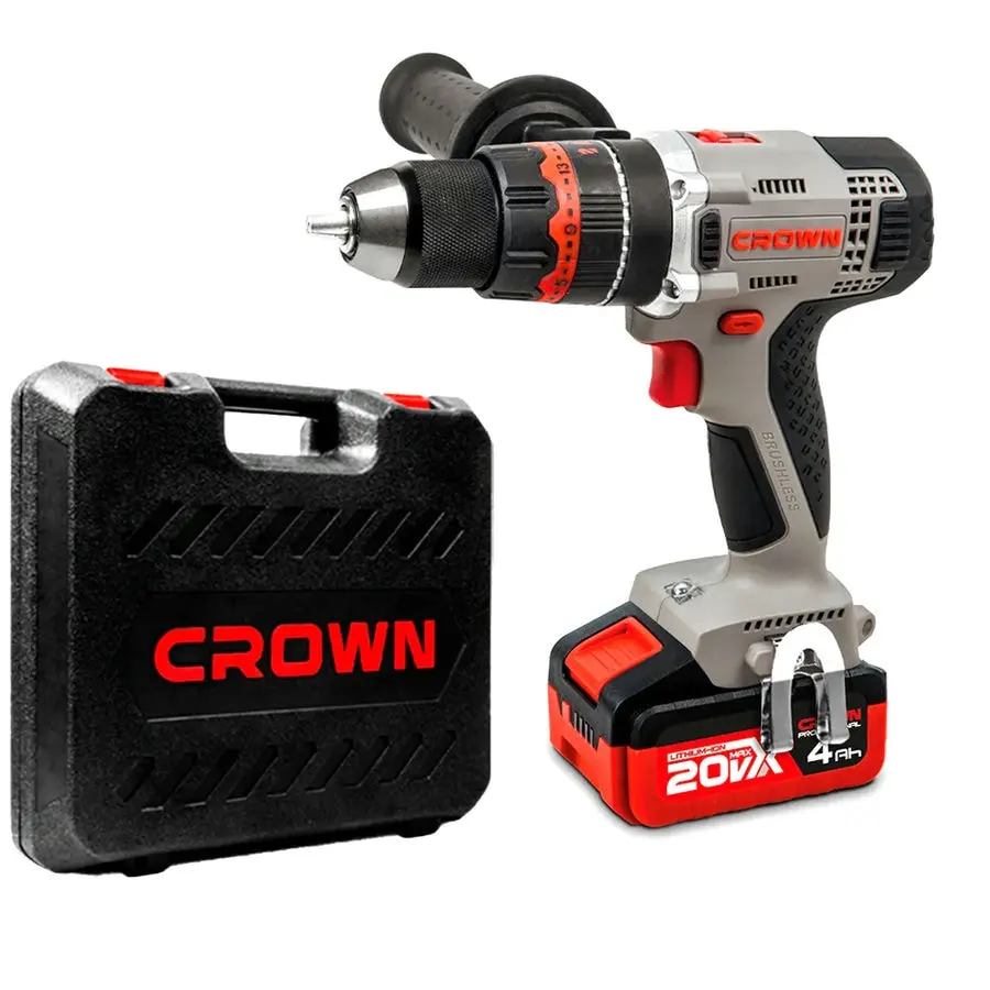 Дрель-шуруповерт аккумуляторная ударная CROWN CT21093HMX-4 BMC — изображение 1