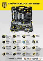 Универсальный набор инструментов Berger «ДРЕЗДЕН» BG128-1214 (128 предметов) — изображение 3