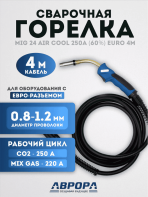 Горелка Aurora MIG 24 AIR COOL 250A (4м)