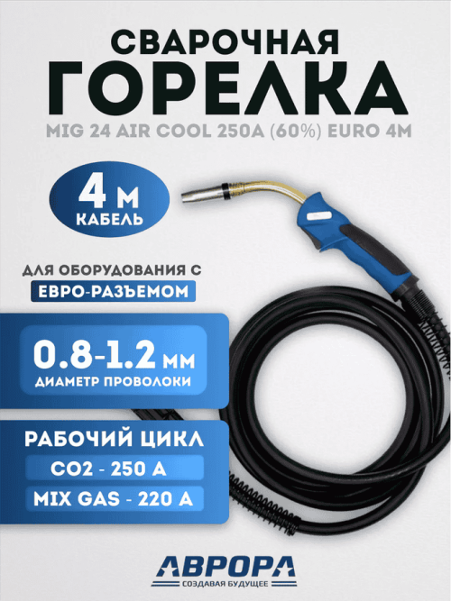Горелка Aurora MIG 24 AIR COOL 250A (4м)