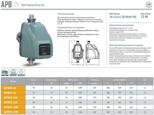 Насос повышения давления APB24-10M GRANDFAR — изображение 2