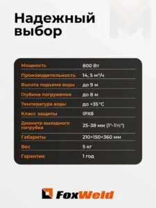 Дренажный насос FoxAqua DPS-800F — изображение 4