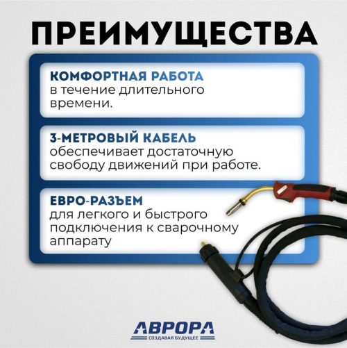 Сварочная горелка Aurora MIG 240 Water Cool 300A - 3м — изображение 2