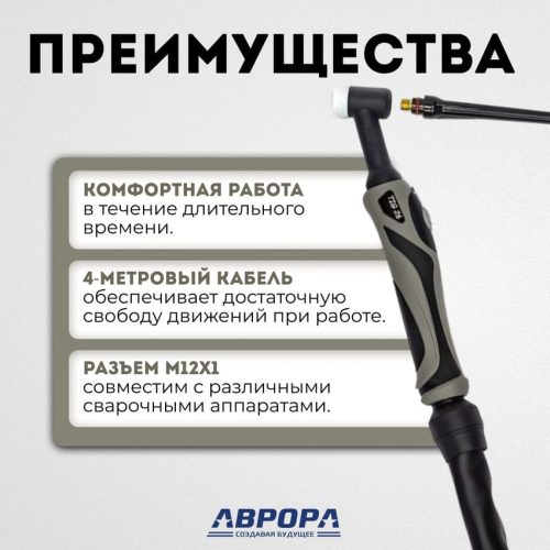 Горелка TIG 26 180A(35%) M12x1, 4m (без управляющих разъемов) — изображение 2