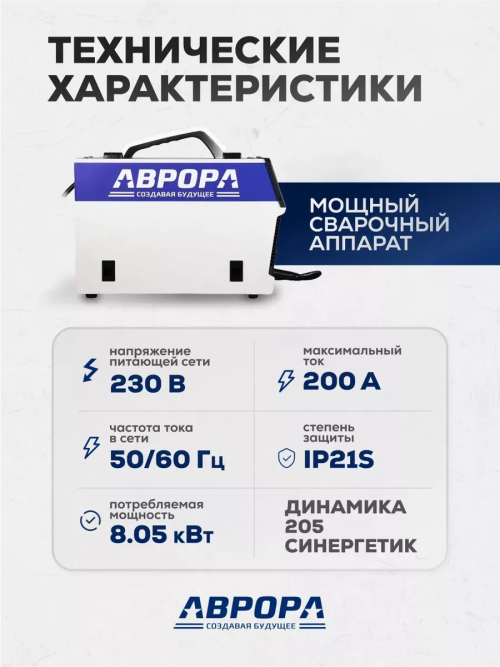Сварочный полуавтомат Аврора Динамика 205 Синергетик — изображение 3