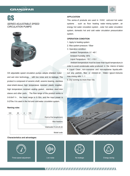 Циркуляционный насос GS15-6-130 GRANDFAR — изображение 4