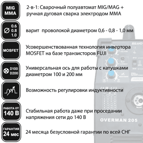 Сварочный полуавтомат AuroraPRO Overman 205 — изображение 3