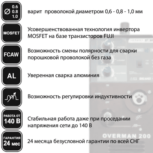 Сварочный полуавтомат AuroraPRO Overman 200 — изображение 3