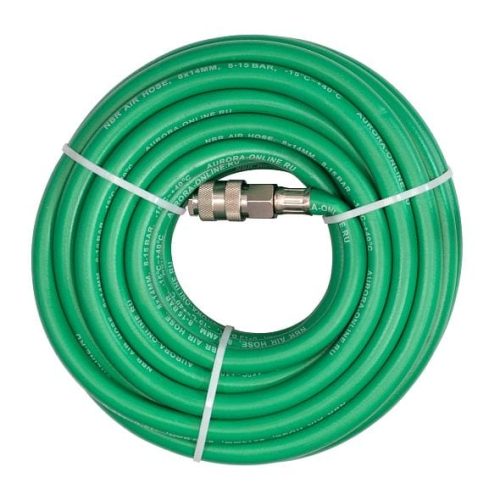 Шланг воздушный Aurora NBR 8x14мм, 15м с быстросъёмами (зелёный) — изображение 2