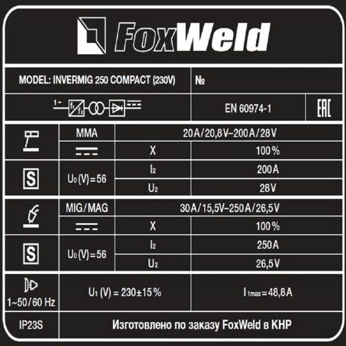 Сварочный полуавтомат Foxweld Invermig 250 Compact (230V) — изображение 7