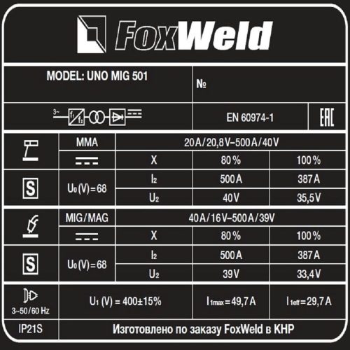 Сварочный полуавтомат Foxweld UNO MIG 501 — изображение 8