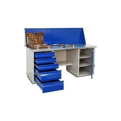 Верстак металлический двухтумбовый WD-1+WD-5 с экраном L=160